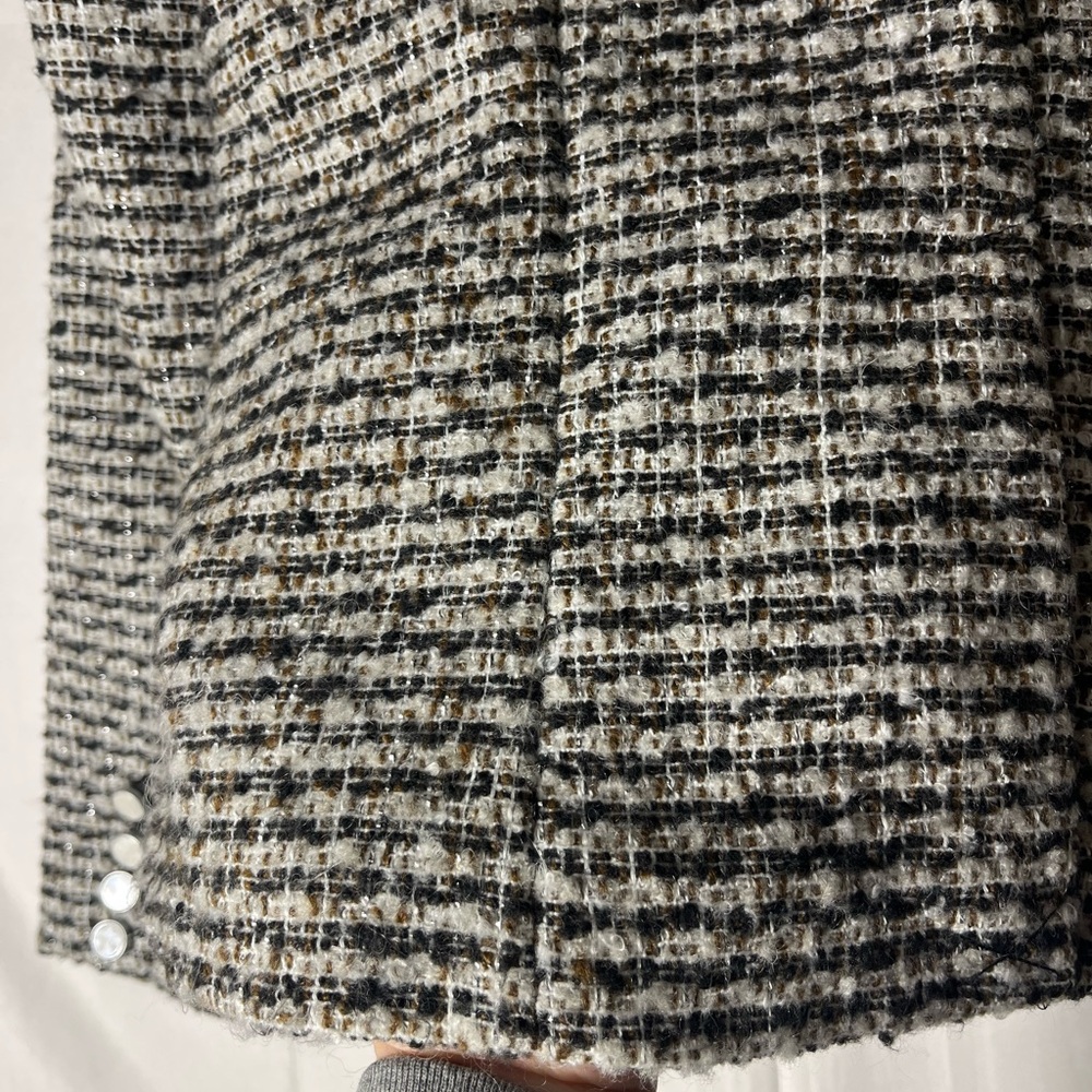 ECRU tweed blazer with double breasted look in black and white tweed Sz 8 - Picture 8 of 10